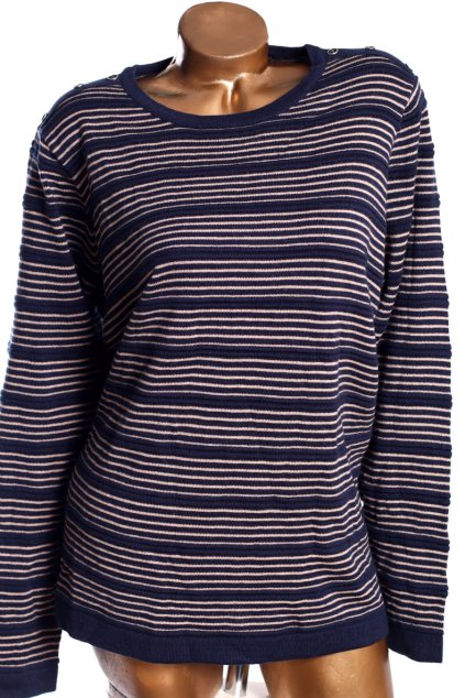Dámský béžovo-modrý pruhovaný svetřík /  ISLE / XXXL (50) / UK 22 / ANGLIE