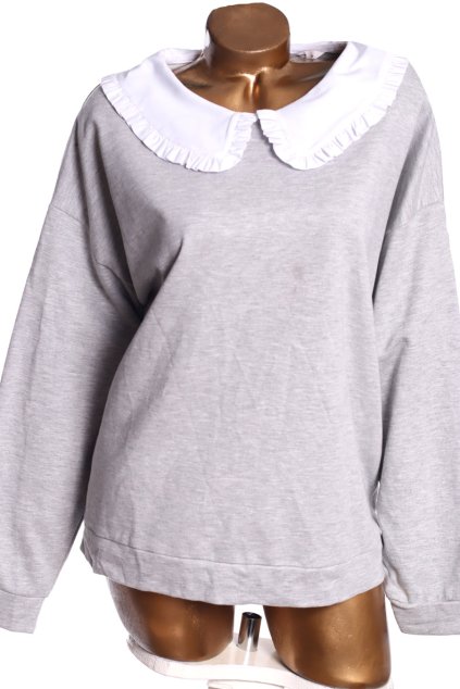 Dámská šedá halenka s bílým límečkem / TU/ XXXL (50) / UK 22/ ANGLIE