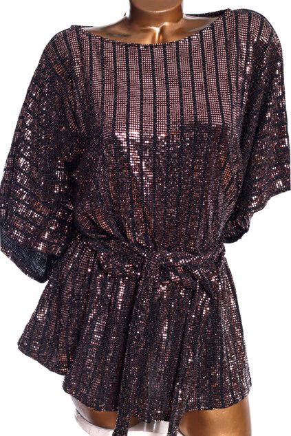 Dámská černá růžově třpytivá halenka / QUIZ / XXL (46/48) / UK 18 / ANGLIE