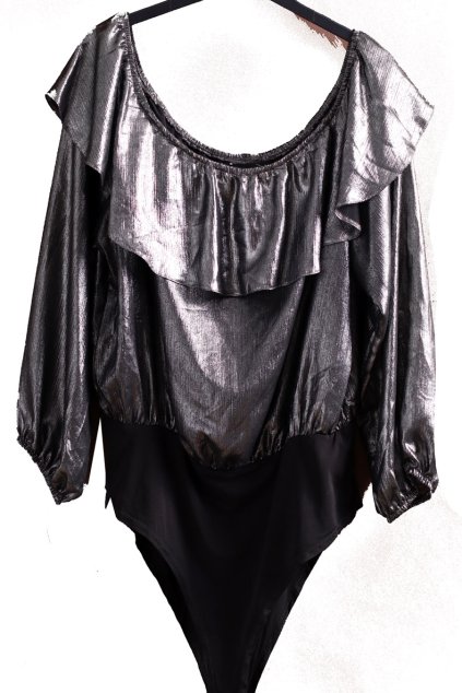 Dámské černo-šedé lesklé body / NEW LOOK / XXL(46) / UK 18/ ANGLIE