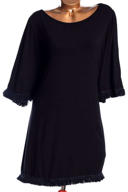 Dámská značková černá halenka se střapatými lemy / RIVER ISLAND / XXXXL (52) / UK 24 / ANGLIE