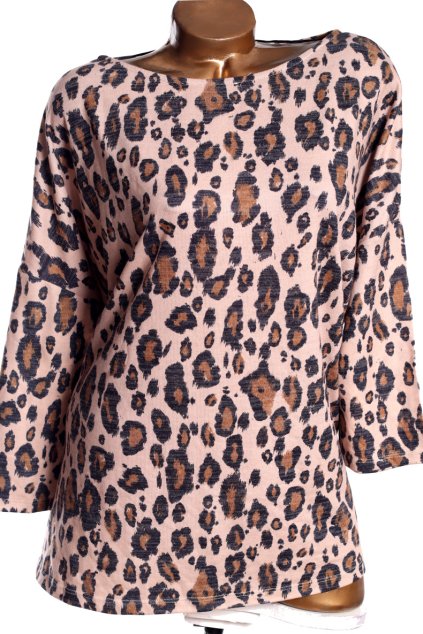 Dámská černo-hnědá halenka s leopardím vzorem / EVANS / XXXL (50/52) / UK 22/24 / ANGLIE