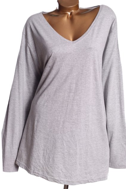 Dámské šedé triko s dlouhým rukávem / YOURS/ XXXXL+ (60/62) / UK 32/34 / ANGLIE