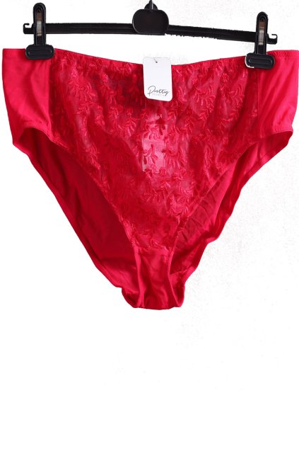 Dámské červené krajkové kalhotky / PRETTY SECRETS / XXXL (52) / UK 24 / ANGLIE
