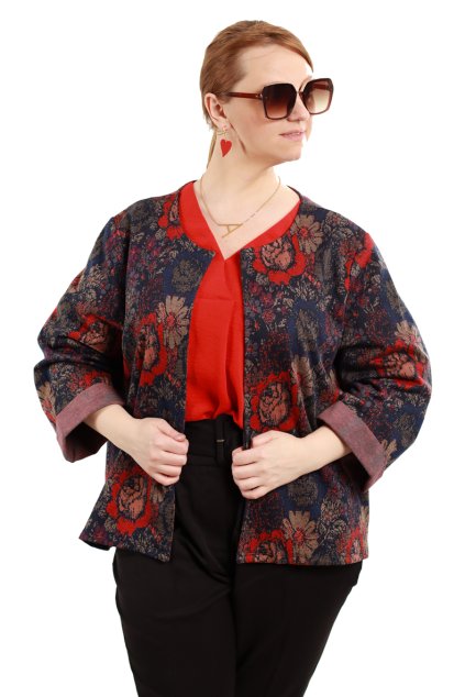 Dámské tmavě modro-béžovo-červené vzorované sáčko Nutmeg - XXXL (50) / ANGLIE
