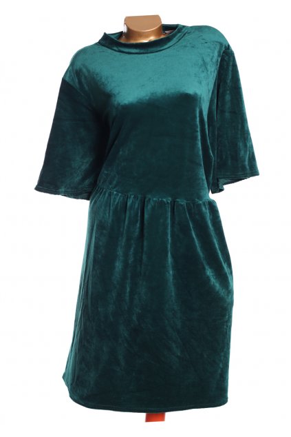 Dámské zelené teplé zimní sametové šaty / Simply Be / XXXXL+ (56) / ANGLIE