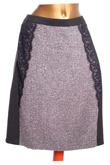 Dámská černo-bílá elegantní sukně s krajkou / BHS / XXXL (50) / ANGLIE