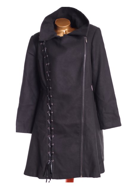 Dámský černý luxusní kabát s ozdobným šněrováním / zapínání na zip / Joe Browns / XXXL (50) / ANGLIE