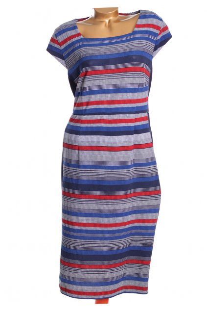 Dámské tmavě modro-bílo-černveé proužkované zimní šaty / TU / XXXL (50) / ANGLIE