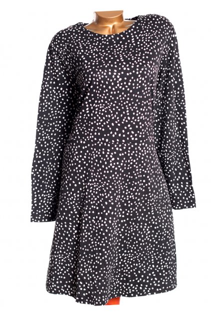 Dámské černo-bílé puntíkované elastické teplé zimní šaty / Marks&Spencer / XXXXL (52) / ANGLIE
