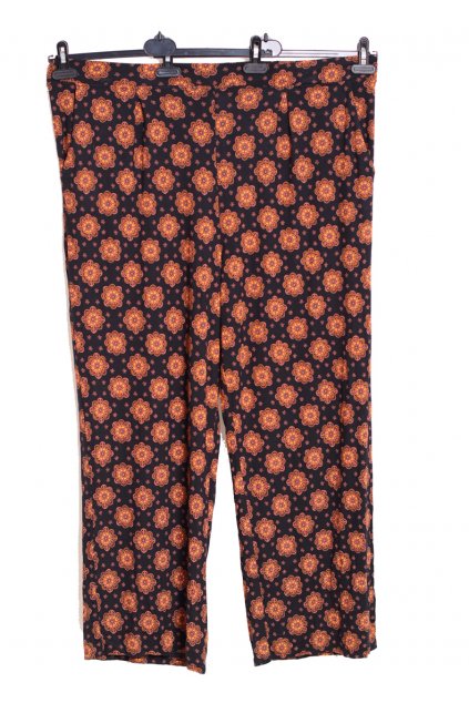 Dámské černo-hnědo-oranžové vzorované lehké kalhoty / TU / XXXXL (52) / ANGLIE
