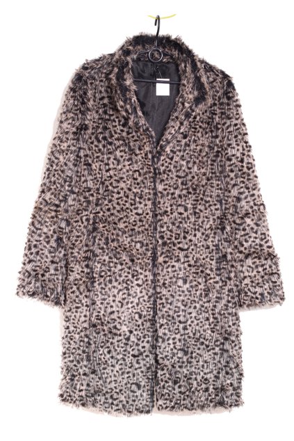 Dámský béžovo-černý kožešinový kabát s leopardím vzorem / M&Co / XXXL (48) / ANGLIE