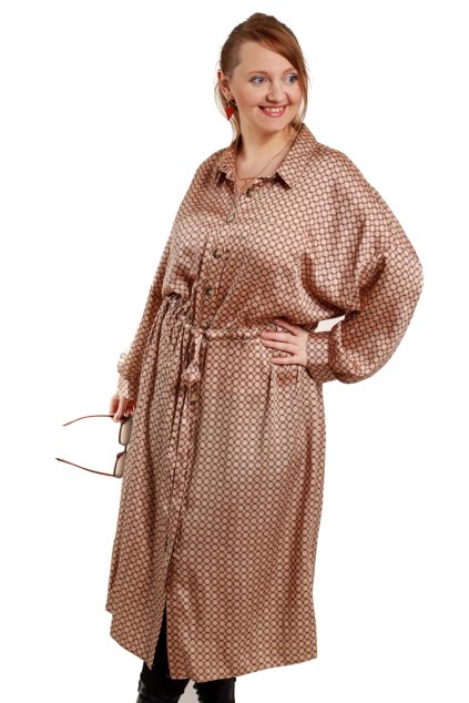 Dámské béžovo-černé vzorované saténové šaty / PRIMARK- XXXL (48/50) / ANGLIE