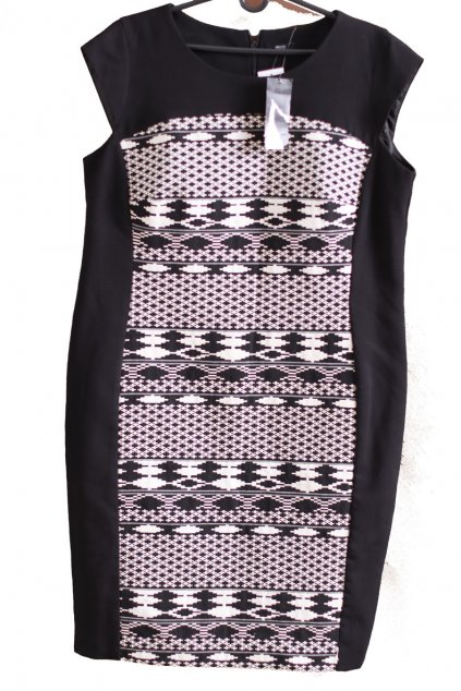 Dámské elegantní černo-bílé vzorované šaty / F&F - XL (42) / ANGLIE