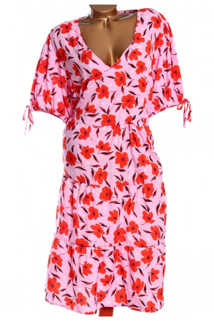 Dámské růžovo-červené květované šaty / New Look / XXXL (50) / ANGLIE