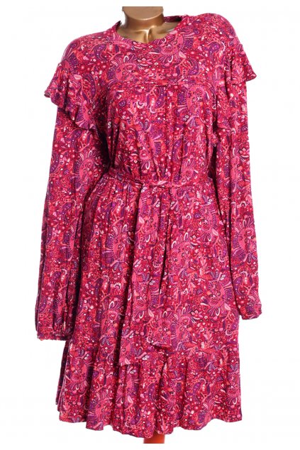 Dámské růžovo-fialové vzorované šaty / MonSoon / XXXL (50) / ANGLIE