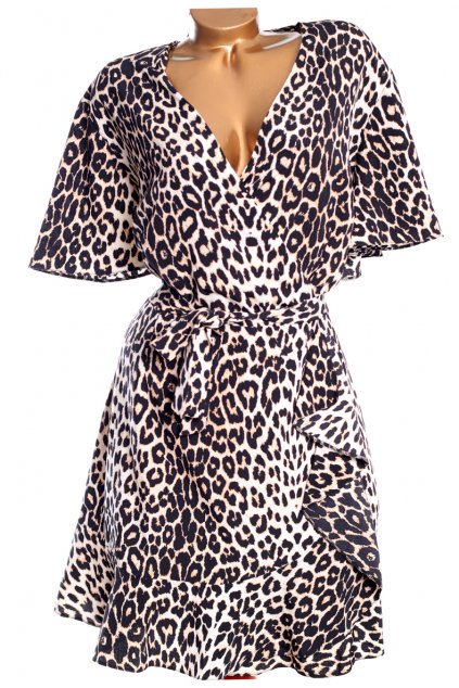 Dámské bílo-hnědo-černé šaty s leopardím vzorem / F&F / XXXL (50) / ANGLIE