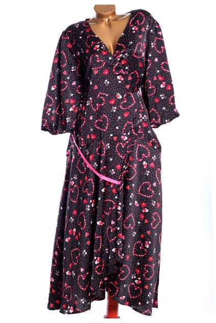 Dámské černo-bílo-růžové vzorované zavinovací šaty / LIQUORISH / XXXL (50) / ANGLIE