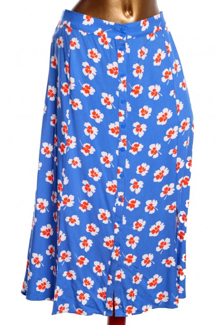 Dámská modro-bílo-červená květovaná sukně / Marks&Spencer / XXXL (50) / ANGLIE