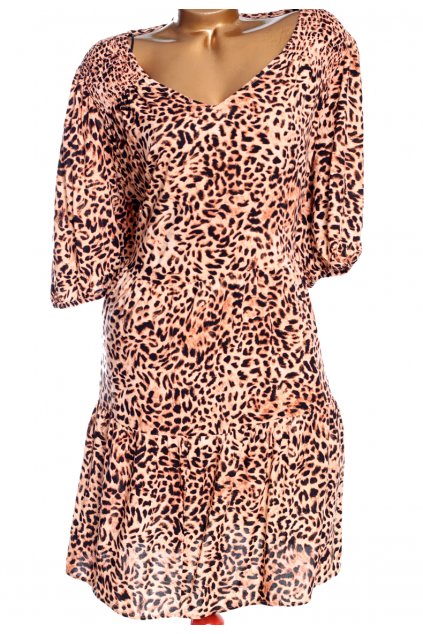 Dámské béžovo-černo-hnědé šaty s leopardím vzorem / F&F - XXXL (50) / ANGLIE