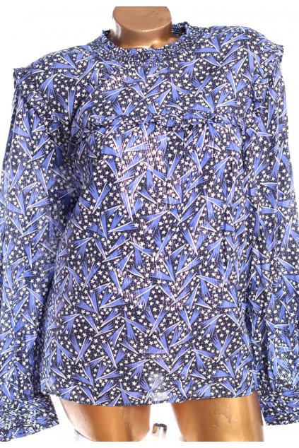 Dámská modro-bílo-černá vzorovaná halenka / Marks&Spencer - XXXL (50) / ANGLIE