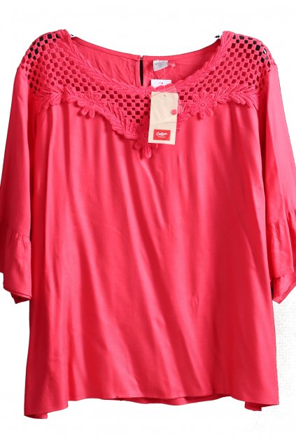 Dámská růžová halenka s krajkou / Cotton Traders / XXXL (50) / ANGLIE