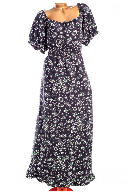 Dámské černé šaty s jemným květinovým vzorem / BooHoo / XXXXL (52) / ANGLIE