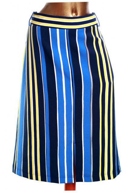 Dámská tmavě modro-žluto-bílá proužkovaná sukně / TU / XXXL (50) / ANGLIE