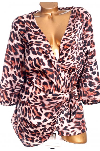 Dámská béžovo-hnědo-černá halenka s leopardím vzorem / Simply Be - XXXL (48) / ANGLIE