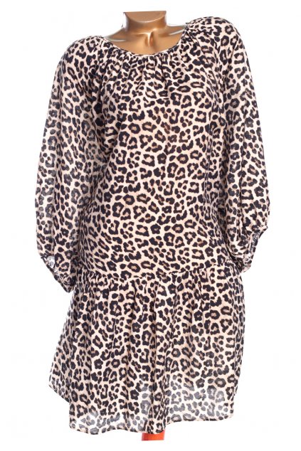 Dámské béžovo-hnědo-černé šaty s leopardím vzorem / H&M / XXXXL (54/56) / ANGLIE
