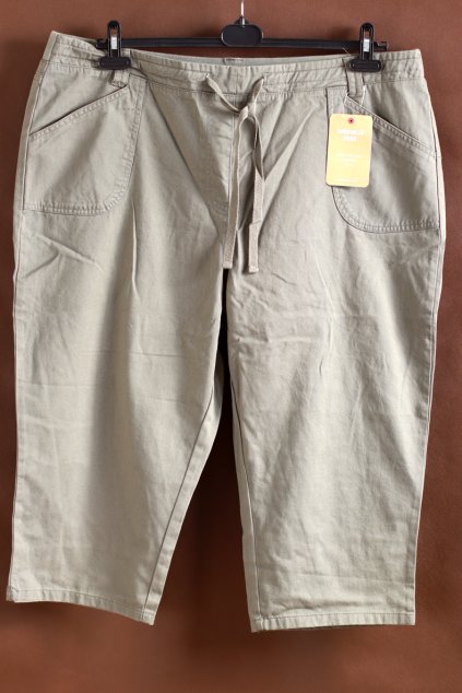 Dámské khaki džínové 3/4 kalhoty / COTTON TRADERS / XXXL (48/50) / ANGLIE