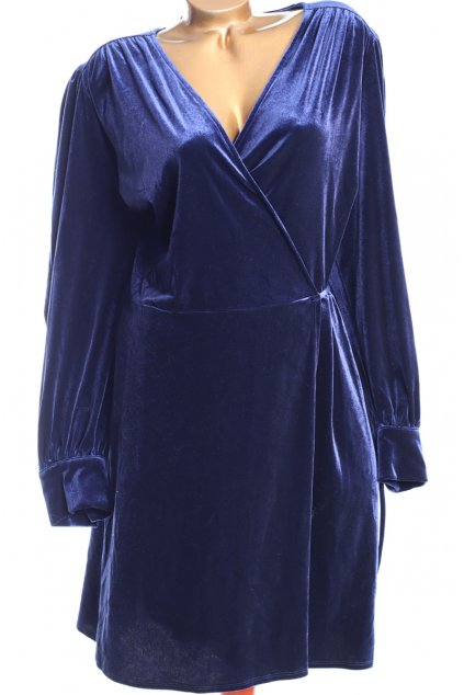Dámské sametové tmavě modré zavinovací šaty / Next / XXXL (50) / ANGLIE