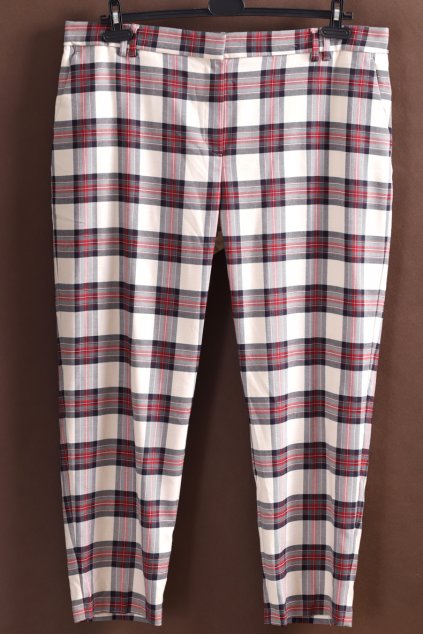 Dámské kárované černo-červeno-bílé kalhoty / M&S / XXL (46) / ANGLIE
