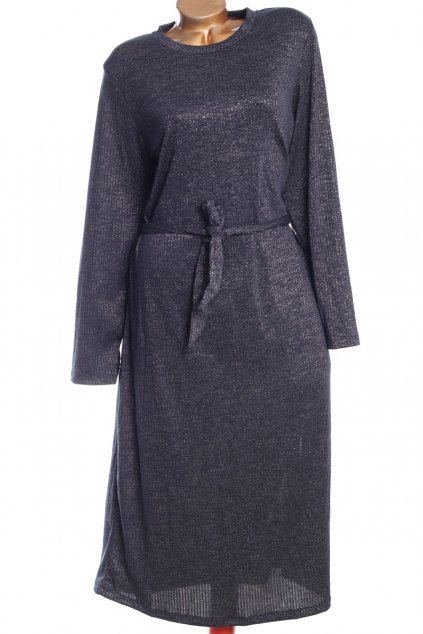 Dámské černé dlouhé žebrované šaty se stříbrnou nitkou / F&F / XXXL (50) / ANGLIE