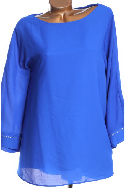 Dámská modrá halenka s flitry na lemu rukávů / Wallis / XXXXL (52) / ANGLIE