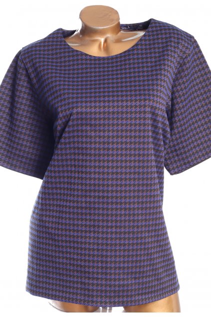 Dámská černo-modrá elegantní zimní halenka / XXXXL (52) / ANGLIE - na štítku UK 24