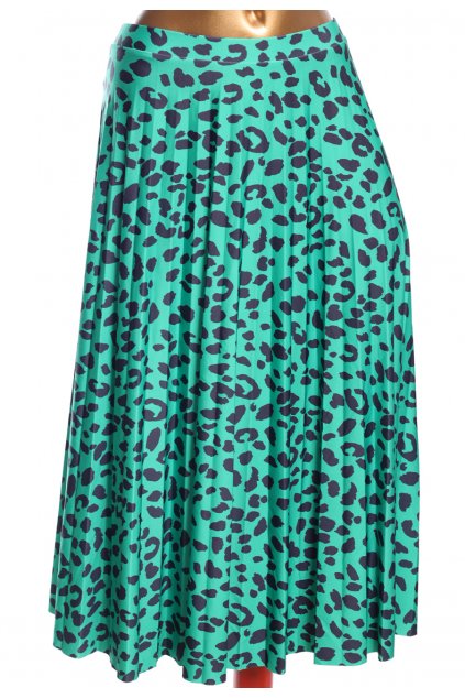Dámská zelená podzimní/zimní sukně s černým zvířecím vzorem / F&F / XXXL (50) / ANGLIE - na štítku UK 22