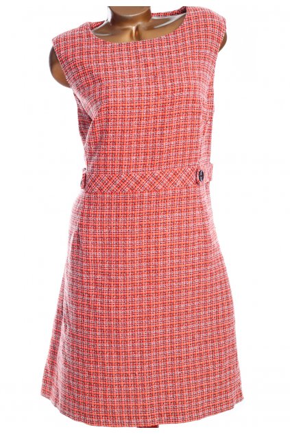 Dámské oranžovo-černé šaty s bílým prošíváním / Tu / XXL (46) / ANGLIE - na štítku UK 18