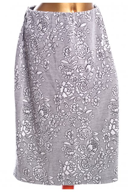 Dámská černo-bílá sukně s motivem květů / Marisota / XXXL (50) / ANGLIE - UK 22