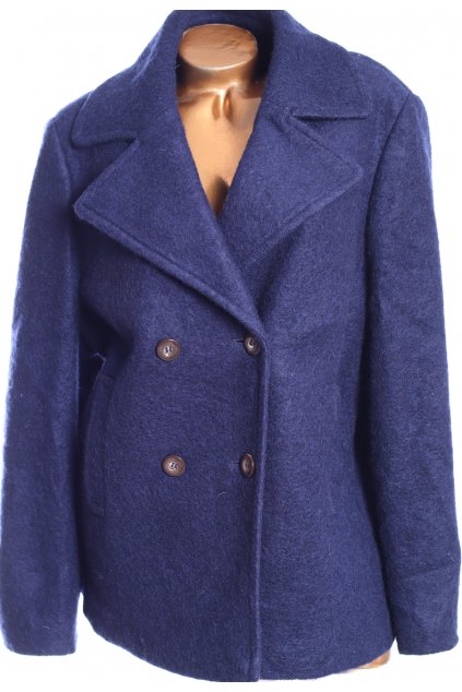 Dámský tmavě modrý kabát s vysokým podílem vlny  / Isle / XXXL (50) / ANGLIE - UK22