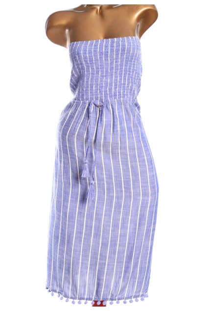 Dámské modro-bílé pruhované šaty se střapcemi na provázku  / M&S  / XXXXL (52) / UK 24 / ANGLIE