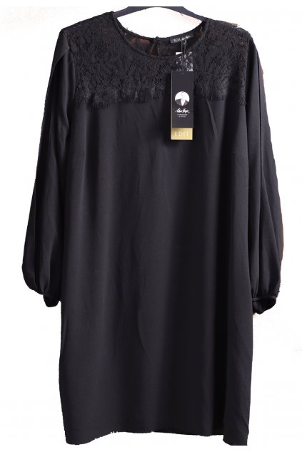 Dámské černé šaty s krajkou / EDIT / XXXL (50) / UK 22 / ANGLIE