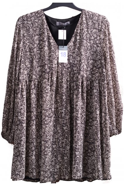 Dámská černo-šedá květovaná tunika / PRIMARK / XXL (46) / UK 18 / ANGLIE