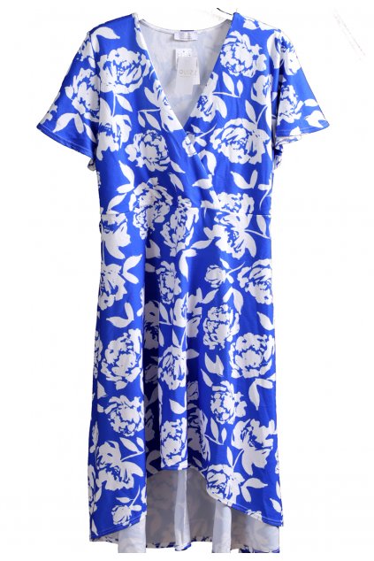 Dámské modro-bílé květované šaty / QUIZ / XXXXL (54) / UK 26 / ANGLIE