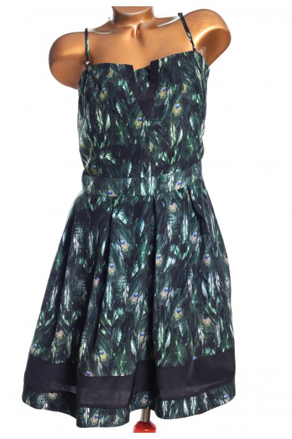 Dámská tmavě zelená tunika / šaty s motivem pavích per (původní cena 1500 Kč) / DOROTHY PERKINS / XXXL (50) / UK 22 / ANGLIE