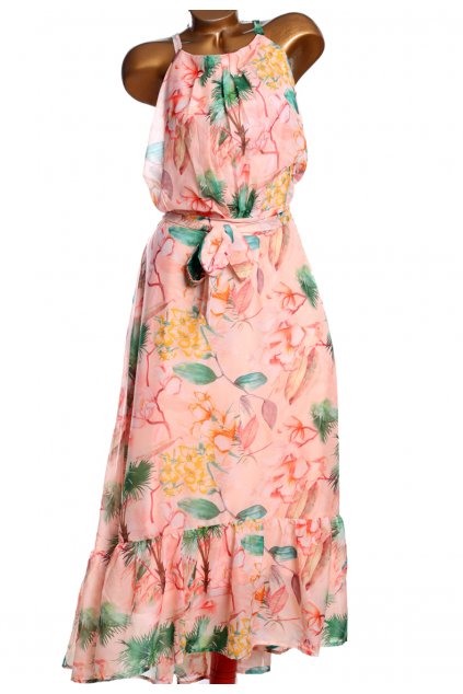 Dámské růžové letní šaty s barevným přírodním motivem (původní cena 66€) / DOROTHY PERKINS / XXXL (48) / UK 20 / ANGLIE