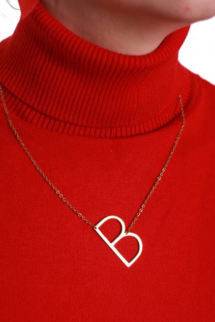 Dámský zlatý řetízek s přívěskem - PÍSMENO "B" / BUTIK