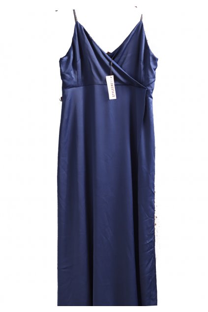 Dámské luxusní tmavě modré šaty s rozparkem / STYLE CHEAT / XXL (46) / UK 18 / ANGLIE