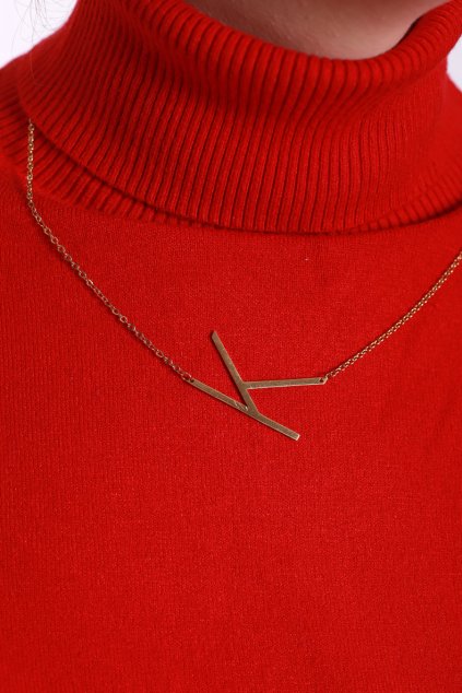 Dámský zlatý řetízek s přívěskem - PÍSMENO "K" / BUTIK