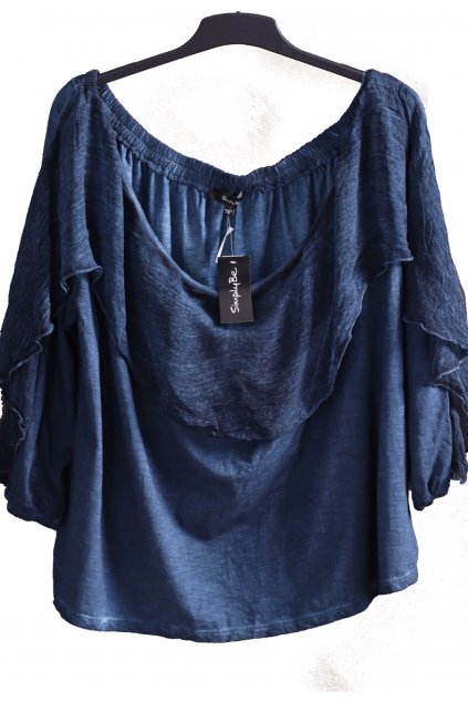 Dámská tmavě modrá síťovaná halenka / SIMPLY BE / XXXXL+ (60) / UK 32 / ANGLIE